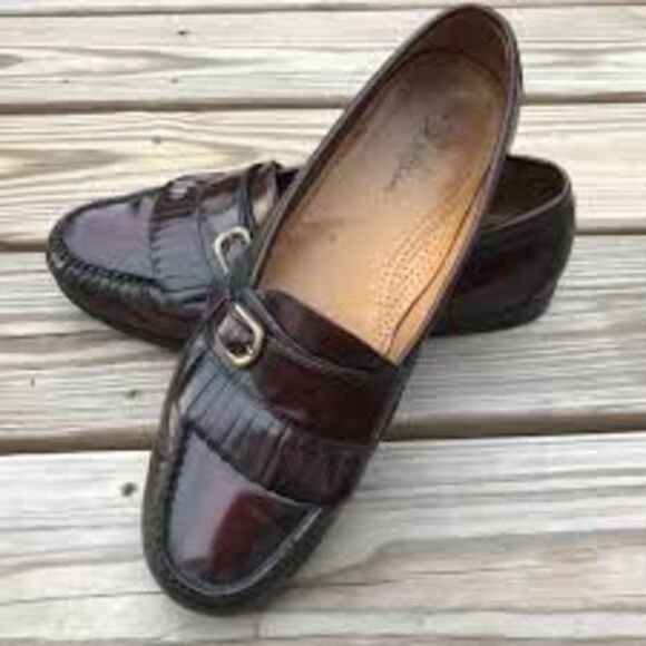 Cole Haan Men\'s 11.5 Kiltie Buckle Front Leather Loafers Burgundy Brown Classic main image 13